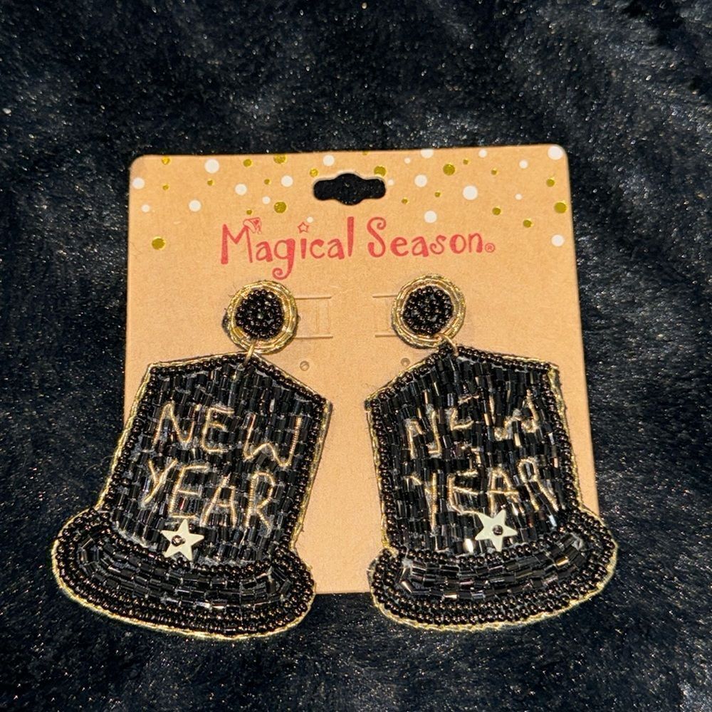 Beaded new years earrings